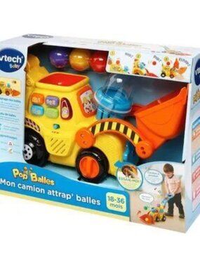 Brand New Vtech (French Version) Pop-a-Balls Push & Pop Bulldozer
